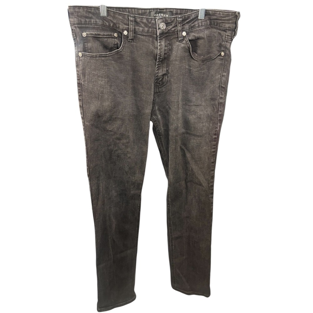 PacSun High Stretch‎ Gray Stacked Skinny Jeans Men 34x30 Preowned Casual Denim